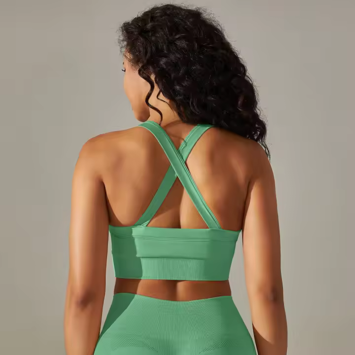 TK Sujetador de Yoga sin costura para Mujer, Top short Deportivo with neumáticos anchos y ealda Cruzada, Chaleco Deportivo para Gimnasio, Top Liso para entrenamiento y Correr - 1