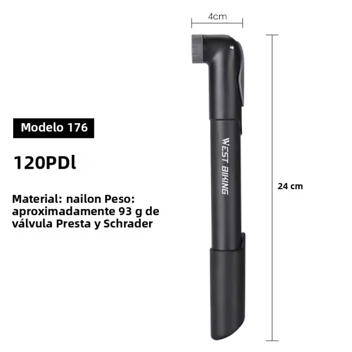 Pump De Bicicleta Mini WEST BIKING 120PSI Portátil Con Válvulas Schrader/Presta Inflador De Neumáticos Para Bicicleta De Carretera Y Montaña Accesorios De Bicicleta - 1