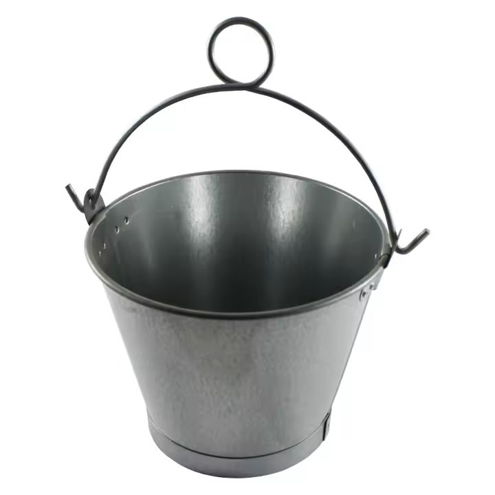 Wurko Cubo Galvanizado Chapa 10L Asa Anilla Gris Resistente Fácil Limpieza - 1