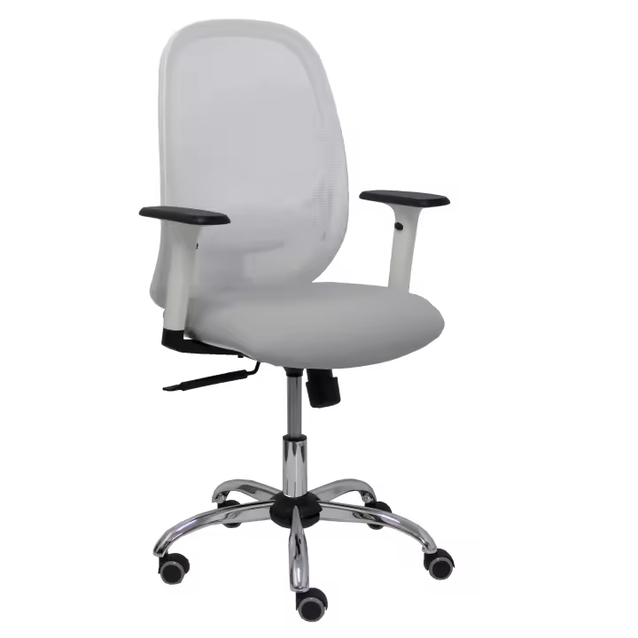 Piqueras Y Crespo Silla de Oficina Ergonómica con Brazos Regulables y Refuerzo Lumbar Regulable, Base Cromada y Ruedas de Parqué - 1