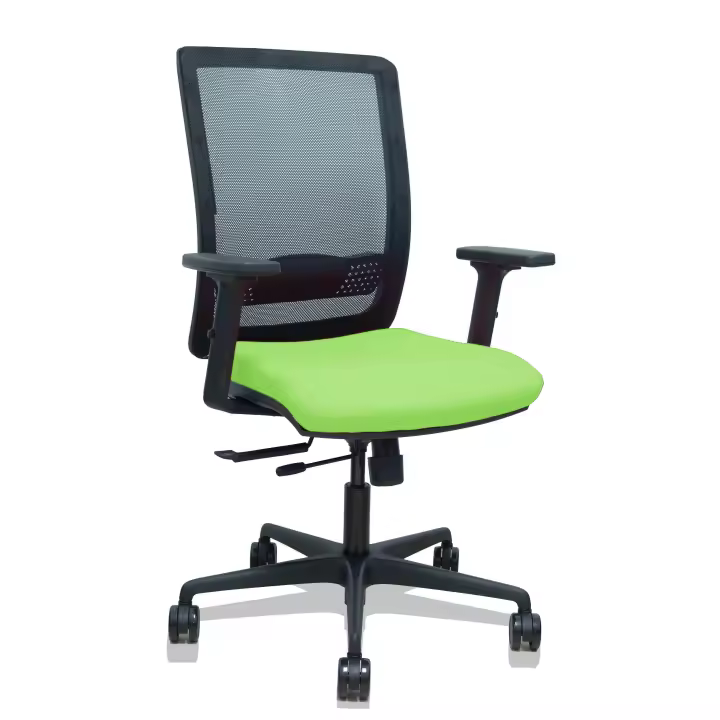 Silla Haches traslack malla negra asiento bali pistacho brazos 2D ruedas 65mm - 1