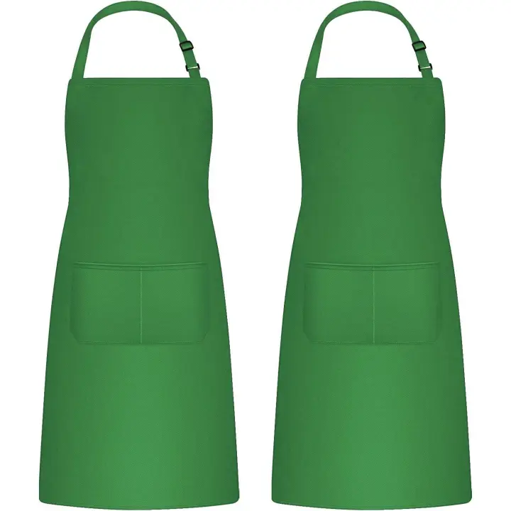 2 piezas de delantales de cocina para hombres y mujeres, delantal para el hogar portaherramientas delantales con 2 bolsillos para barbacoa, jardinero delantal adultos ajustable para jardinería - 1