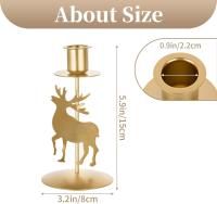 Candelabros de reno con decoración de lazo navideño, juego de 2 candelabros dorados, centros de mesa decorativos con candelabros de ciervo - details 3