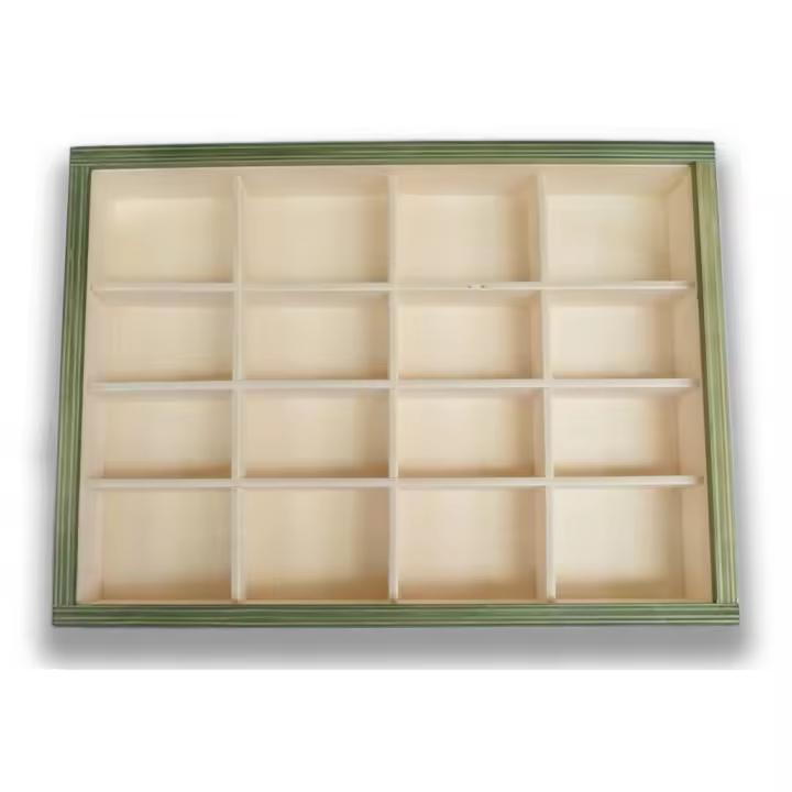 Minerales y Fósiles Nano Caja Expositora de Madera con 16 compartimentos - 1