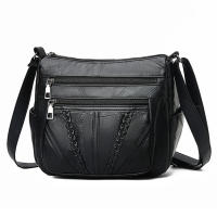 Bolso De Hombro Para Mujer Estilo Casual Gran Capacidad Bolsos Mensajero Color Sólido Negro Bolso De Mano De Viaje Cruzable - details 2