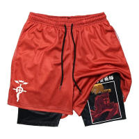 Shorts De Gimnasio Anime Fullmetal Alchemist Para Hombres 2 En 1 Compresión Con Bolsillos 5 Pulgadas Secado Rápido Running Fitness - details 14