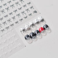 Adhesivo De Uñas Con Borla Negra Blanca Y Diamantes Dorados Plateados Decoración 3D Para Manicura Tamaño 10.3*8cm - details 4