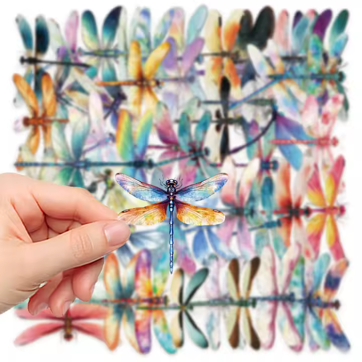 Pegatinas De Libélula Coloridas Y Divertidas 50 Pcs Material PET Impermeables Para Decorar Equipaje Nevera Tableta De Agua - 1