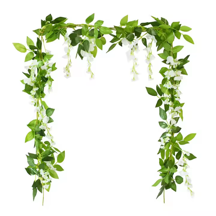 Guirnalda de plantas de glicina artificial, 210 cm, flores de hiedra falsas, para decorar el arco de la boda o la fiesta de bienvenida al bebé - 1