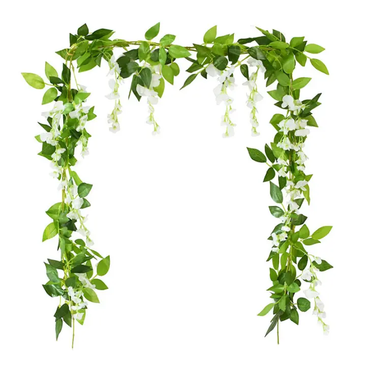 Guirnalda de plantas de glicina artificial, 210 cm, flores de hiedra falsas, para decorar el arco de la boda o la fiesta de bienvenida al bebé - 1