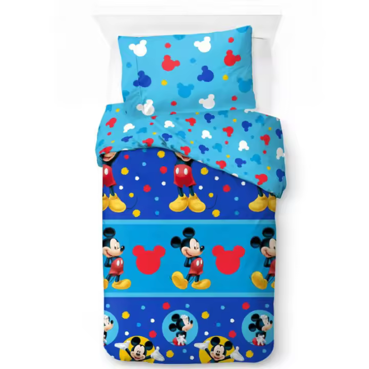 Funda Nórdica Reversible Mickey & Minnie Licencia Oficial - 2 Piezas para Cama de 90 y 105 - Algodón y Poliéster - Estilo Moderno con Tema de Cartoon - Incluye Funda de Almohada - Lavable en Lavadora - 1
