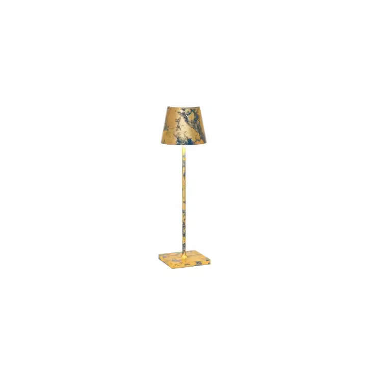Lámpara de Mesa LED Poldina Pro Air Force Blue Gold Leaf Craquelè recargable y regulable con hatería hasta 12 Horas - 1