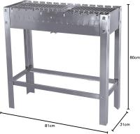 Barbacoa de Carbón Rectangular Karasu, Acero Inoxidable, 31 x 81 x 80 cm, 2 Rejillas,12 Pinchos, Plata - details 0