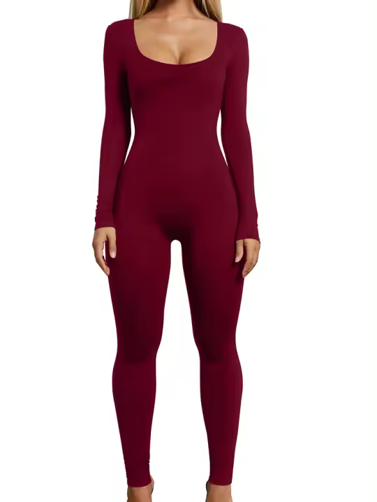 Yoga De Mujer Un Pie De Yoga Contraer Ribbed Con Manga Larga Y Cuello Redondo Ajuste Ergonómico Transpirable Moda Gimnasio - 1