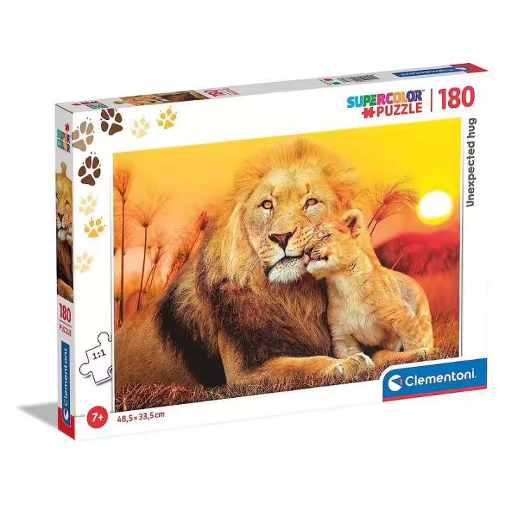 Puzzle 180 piezas imagen de abrazo de leon junto al atardecer 297885 - 1