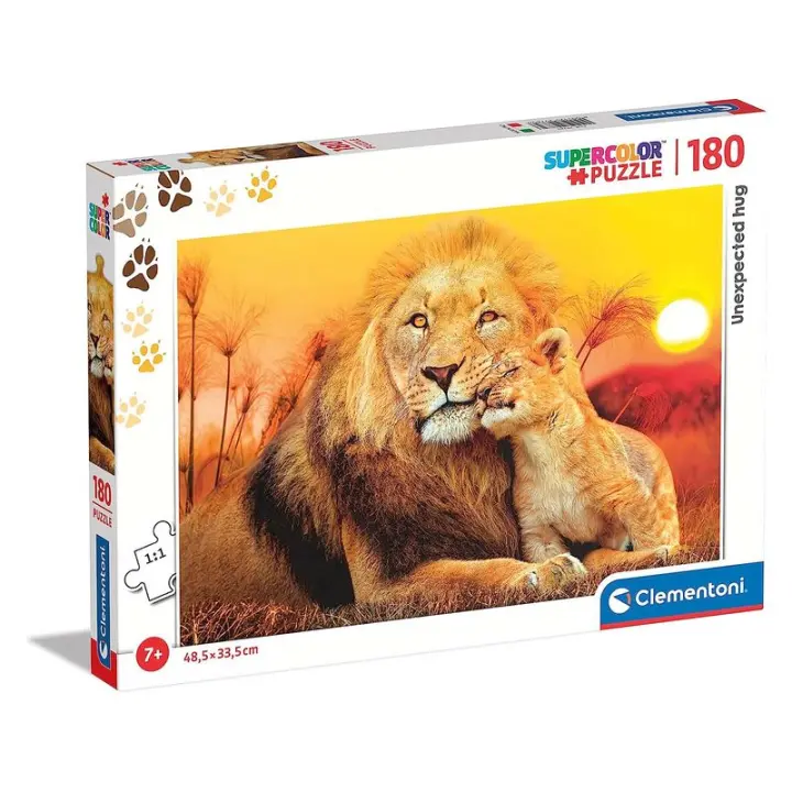 Puzzle 180 piezas imagen de abrazo de leon junto al atardecer 297885 - 1