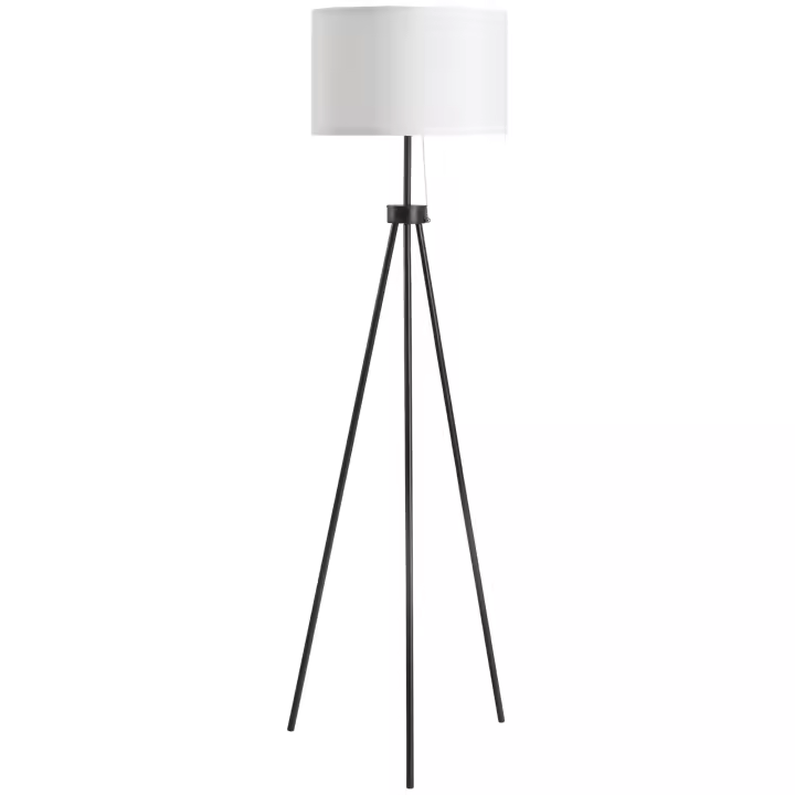 HOMCOM Lámpara de Pie Moderna Lámpara de Pie Salón con Pantalla Redonda Trípode y Casquillo E27 Lámpara para Dormitorio Sala de Estar Blanco y Negro - 1