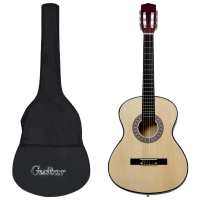 vidaXL Guitarra clásica para principiantes con funda 4/4 39" en color Marrón claro/Azul/Negro - details 0