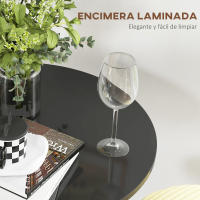 HOMCOM Mesa de Bar Redonda Mesa Alta de Cocina Moderna con Encimera Laminada y Marco de Acero para 2 Personas para Casa Comedor Ø60x102 cm Negro - details 4