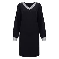 Vestido De Mujer Para Fiesta Noche V-Neck Con Lentejuelas Y Hombros Fríos Vestido Casual De Color Sólido Largo De Rodilla - details 5