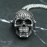 Collar De Esqueleto Punk Gótico Retro Para Hombres Acero Inoxidable Pendiente De Calavera Motociclista Joyería De Amuleto Regalo - details 2