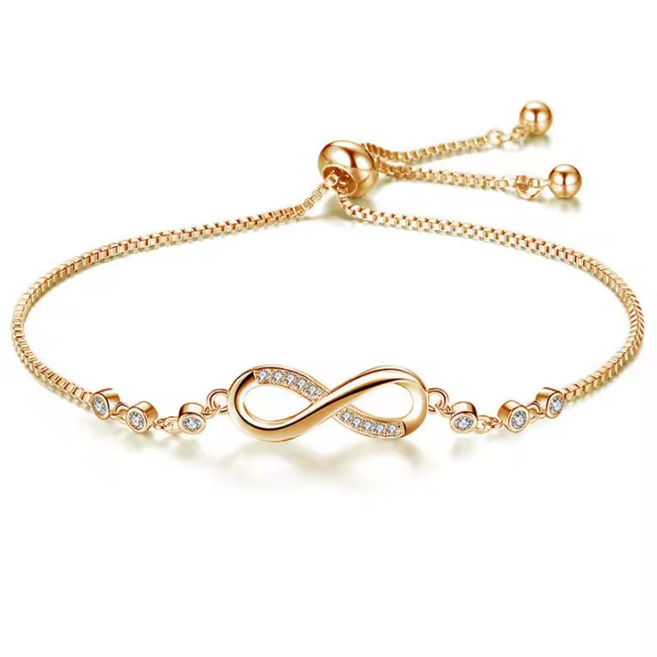 Pulsera Mujer Plata de Ley 925 Infinito Amor Pulseras de Zirconia Cúbica Corazón,Pulsera Mujer Plata de Ley 925 Infinito Pulseras Ajustable - 1