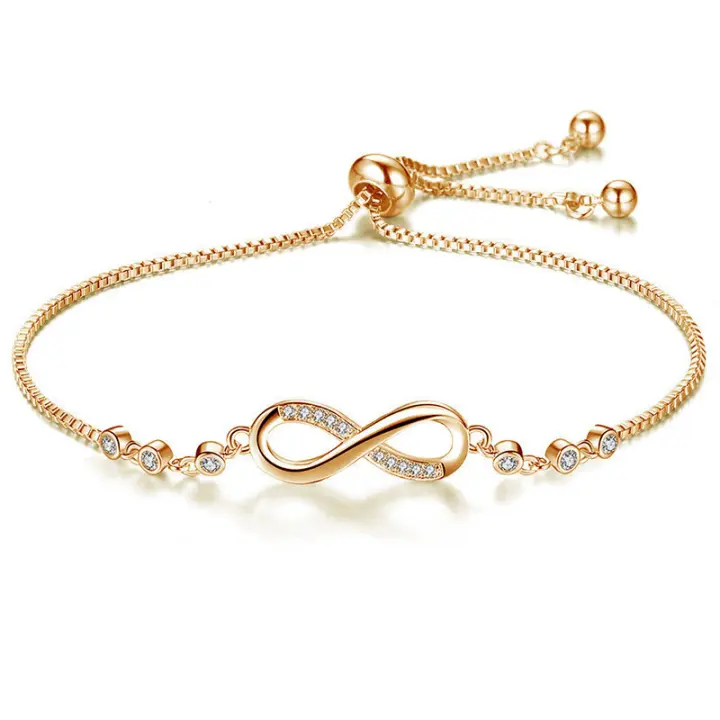 Pulsera Mujer Plata de Ley 925 Infinito Amor Pulseras de Zirconia Cúbica Corazón,Pulsera Mujer Plata de Ley 925 Infinito Pulseras Ajustable - 1