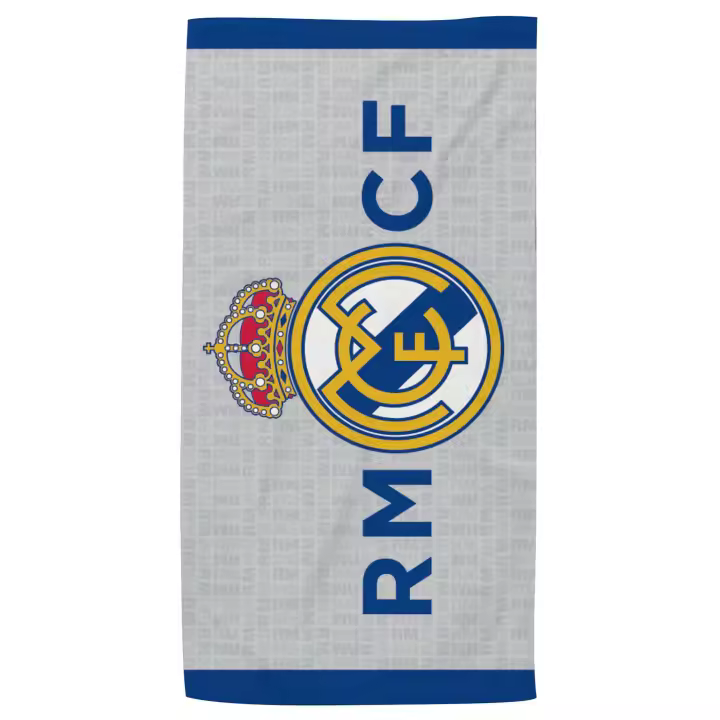 Real Madrid Toalla de Playa Microfibra, Toalla para Piscina, Baño, Gimnasio 70x140cm 240g/m², Real Madrid Regalo Adultos y Niños, Cumpleaños, Comunión, Color Gris - 1
