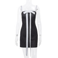 Vestido Mini De Encaje Patchwork Sin Mangas Con Rayas Y Cuello Abierto Elegante Candyhot Para Fiesta De Verano Y2K Sexy Y Club Para Mujeres - details 12