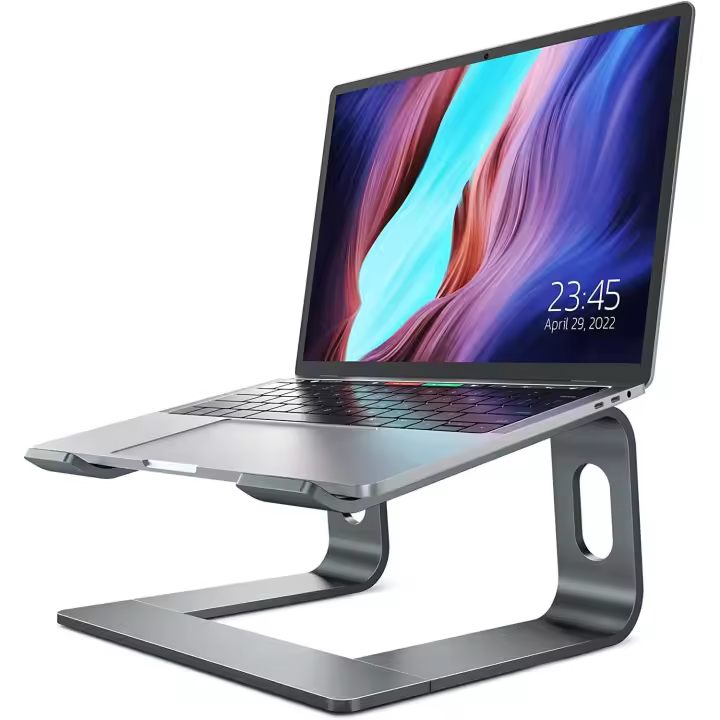 Soporte para computadora portátil para escritorio, elevador de aluminio desmontable para computadora portátil para escritorio, soporte ergonómico para computadora portátil compatible con computadora. Gris - 1