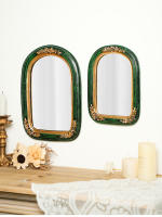 Espejo De Maquillaje Vintage De Lujo Europeo Con Diseño Embossado En Resina Verde Para Decoración Y Fotografía Propiedad De Resina Carved - details 1