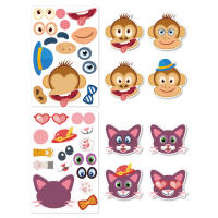 12 Hojas De Pegatinas 'Make a Face' Para Niños DIY Educativo Juguete De Reconocimiento Y Formación Animal - details 7
