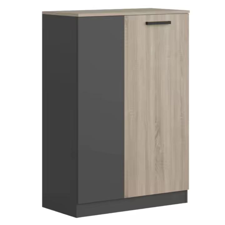 Miroytengo Armario Auxiliar Oficina Nibis 2 Puertas Estilo Industrial Roble Sonoma y Gris Antracita 80x116x40 cm - 1
