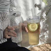 Vaso De Vidrio Con Tapa Y Pajita 600ml Estampado En Línea Para Bebidas Transparente Para Leche Té Jugo Agua Fría Y Café Mug De Barra Vajilla De Bebida - details 3