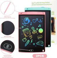 2 paquetes de tabletas de escritura LCD, Doodle Scribbler Pad 8,5 pulgadas de pantalla colorida tablero de dibujo regalo de aprendizaje para niños, juguetes educativos, Rosa + azul - details 1