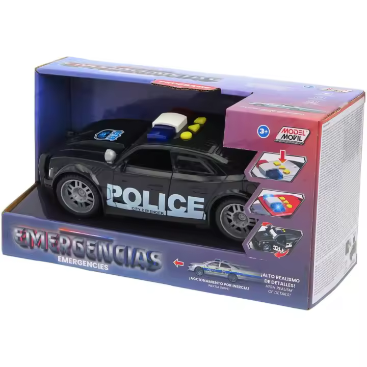 Coche de Policía Negro con Luz y Sonidos Vehículos para jugar MODELMOVIL - 1