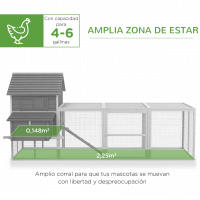 PawHut Gallinero Grande de Madera 310,5x149,5x149 cm Jaula para 4-6 Gallinas Gallinero con 2 Ventanas Puertas Nido Bandeja Extraíble y Rampa para Exterior Gris - details 3