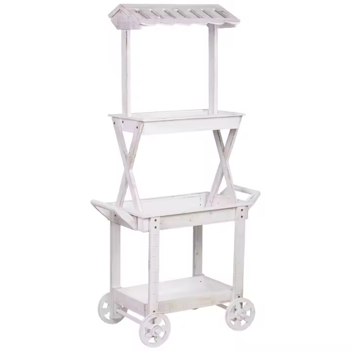 Carro expositor-estantería de madera 86x45x162h cm - 1