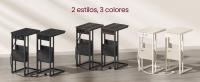 VASAGLE Mesa Auxiliar en Forma de C, Mesa de Sofá, Mesa para Espacios Pequeños, con Bolsa de Almacenamiento de Tela, Pies Ajustables y con Ruedas, para Sala de Estar, Negro Ébano/Blanco Crema - details 3
