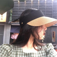 Sombrero De Playa Plegable Para Mujer Sombrilla De Verano Protección Solar Algodón Y Lino Estilo Casual Gorro De Paja Ancha - details 11