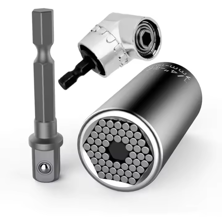 Llave de tubo Llave universal Tuerca universal Llave de tubo universal 7-19 mm Herramientas manuales multifunción con destornillador de 105° Adaptador de fijación Herramientas de reparación - 1