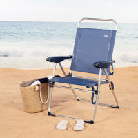 Aktive - Pack 2 sillas de playa plegables, 65x60x38/96 cm, aluminio y textileno, 4 posiciones, respaldo reclinable, antivuelco, color azul, modelo La Palma - details 1