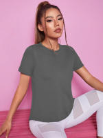 Camiseta De Yoga Sin Costuras Para Mujer Top De Fitness Entrenamiento En El Gimnasio Deportiva Corta Manga Sportswear - details 8