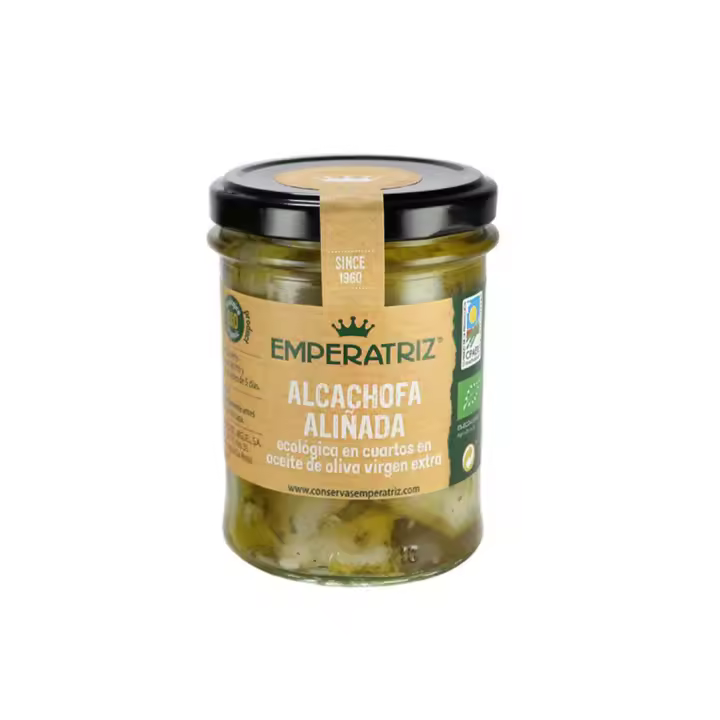 Alcachofa aliñadas en cuartos con aceite de oliva virgen extra bio 180g Emperatriz - 1