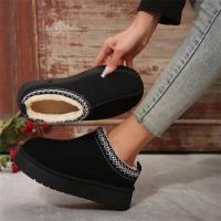 Botas De Chelsea Para Mujer Diseñador Nuevas Invierno Con Pelo Corto Y Algodón Plush Suela De Goma Tacón Plano Con Plataforma Botines De Punta Redonda - details 4