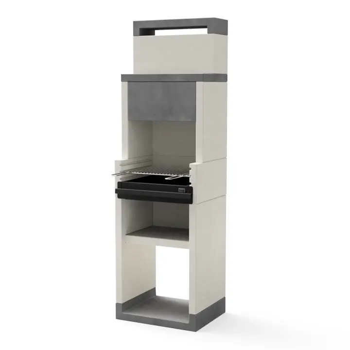 TUOZI - Barbacoa de Obra para Carbón Modelo VENIT flex hotte (Gris/Blanco - 59 x 47 x 197 cm) REF: T00183 - 1