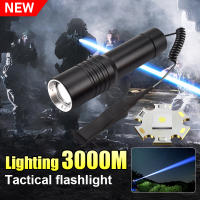 Linterna Táctica De Alta Luminosidad Para Caza Y Patrulla Nocturna Recargable USB Con Zoom Telescopio 3000M Luz LED Negro Aluminio Resistente Al Choque Y Al Agua - details 2