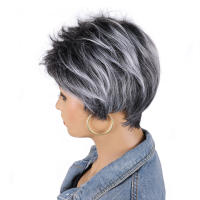 Pelucas Sintéticas De Pelo Ombre Marrón Y Rubio Para Mujeres BCHR Corta Pixie Cut Peluca Mixta De Uso Diario Tamaño Promedio Densidad 150% - details 15