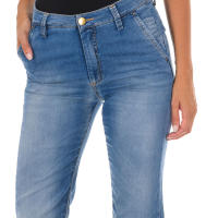 MET-Pantalon Tejano Largo efecto gastado con bajos acampanados 70DBF0273 para Mujer