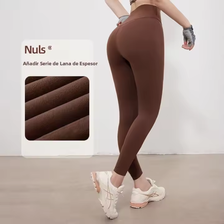 Nuevos Pantalones De Yoga De Cintura Alta Y Talla Grande Para Otoño E Invierno Con Forro De Poliéster Para Mujer Pantalones De Ejercicio Calor Térmico Para Ciclismo Y Correr - 1